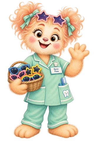 Nurse Floss, the cheerful dental nurse