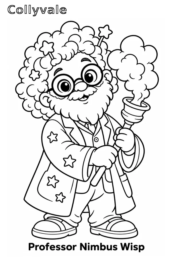 Professor Nimbus Wisp coloring page preview