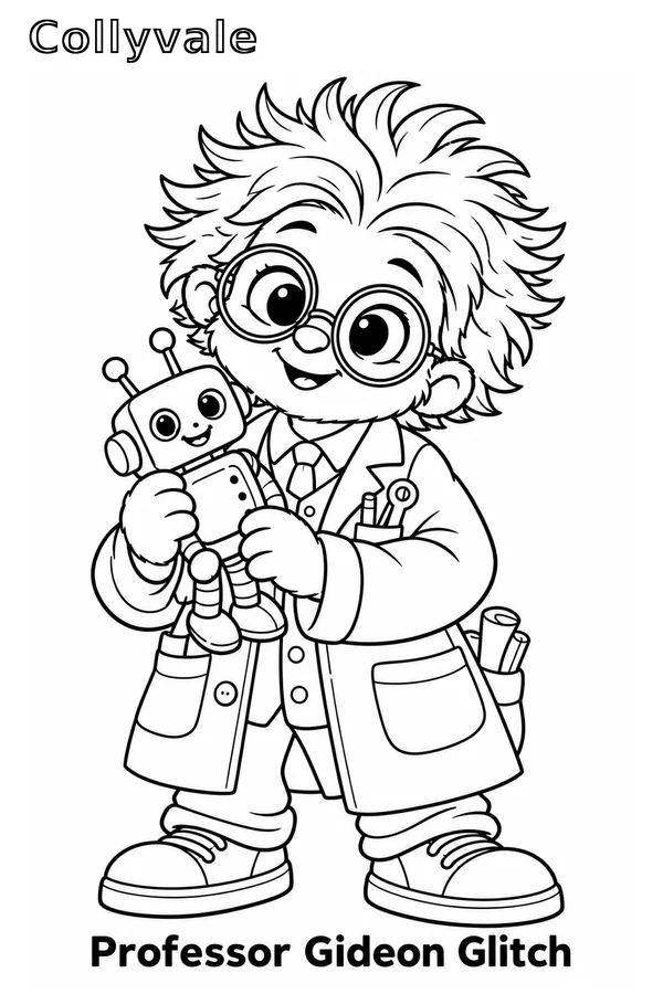 Professor Gideon Glitch coloring page preview